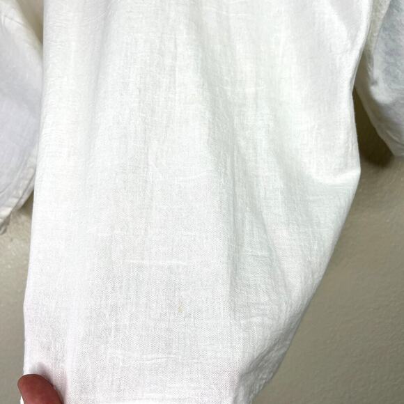 Vintage Puff Sleeve Button Front Top Cardigan Off White Short Sleeve Pintuck - Picture 6 of 8